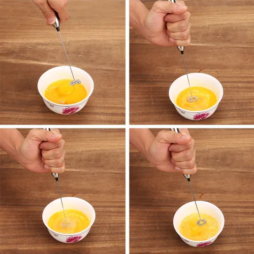 Miniatura 5 de Espumador de leche eléctrico de mano, mini máquina mezcladora portátil de acero inoxidable táctil de mano mezclador de café con pilas espumador