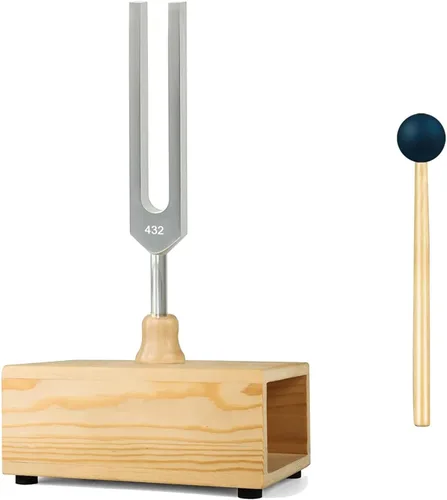 MIMIRACLE Juego de diapasón de 432 Hz con elegante resonador de madera, ideal para meditación y relajación