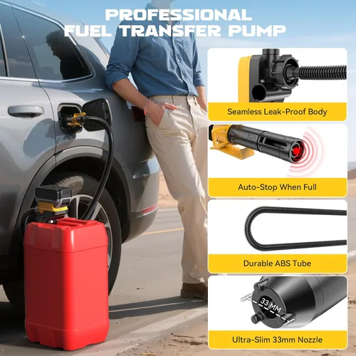 Miniatura 6 de Ecarke Bomba de transferencia de combustible inalámbrica de 3.2 GPM, compatible con batería DeWalt 20V Milwaukee 18V, bomba eléctrica a prueba