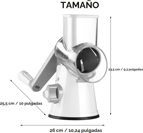 Miniatura 7 de Ourokhome rallador giratorio de queso, triturador con 3 cuchillas de tambor, rebanador rápido y manual para frutos secos, con base con gran succión