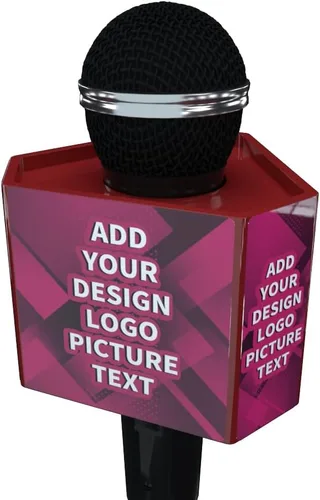 Miniatura 6 de Caja de micrófono personalizada Logo personalizado Cubo Hexágono micrófono bandera (negro)