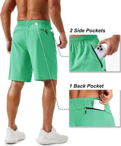 Miniatura 154 de TACVASEN Pantalones cortos deportivos para correr para hombre, 9 pulgadas, de secado rápido, pantalones cortos ligeros de verano, 3 bolsillos