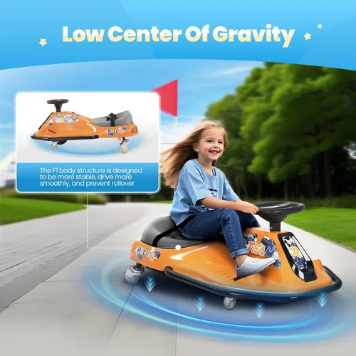 Miniatura 2 de 24V Go Kart eléctrico de deriva para niños de 3 años en adelante, karts de deriva con función de andar encima, ruedas brillantes mejoradas, coche