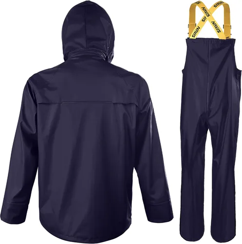 Miniatura 4 de NAVIS MARINE Rain Suit for Men Heavy Duty Workwear Waterproof Jacket with Bib Pants 3 Pieces