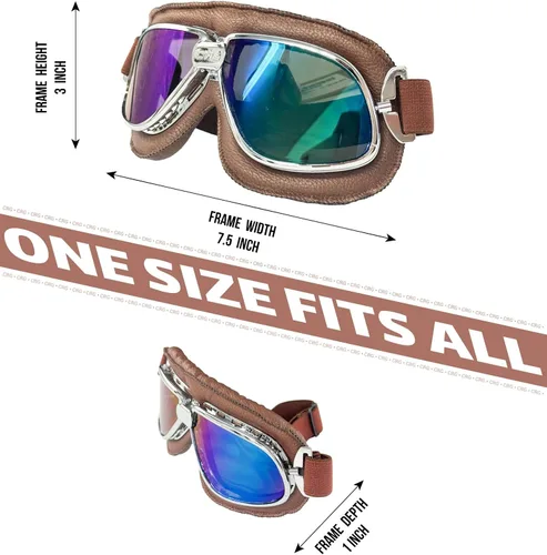 Miniatura 5 de CRG Sports goggle estilo vintage, aviador para motocicleta T11 - Clásico