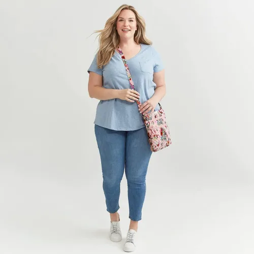 Miniatura 6 de Vera Bradley Bolso bandolera de algodón con triple cremallera para mujer