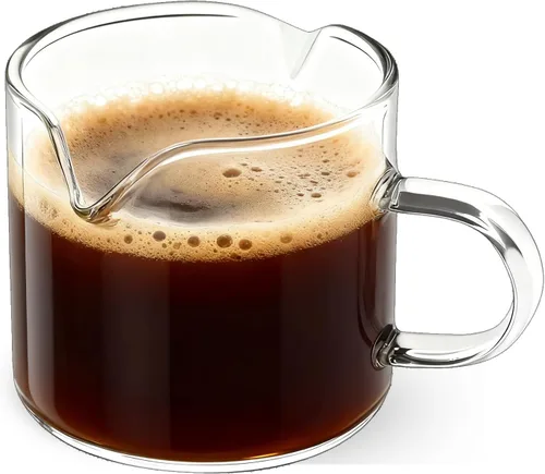 BCnmviku Vasos de Chupito Piezas de Espresso Boquillas Dobles Taza de Leche Vidrio Transparente (Vidrio Transparente-1 Paquete)