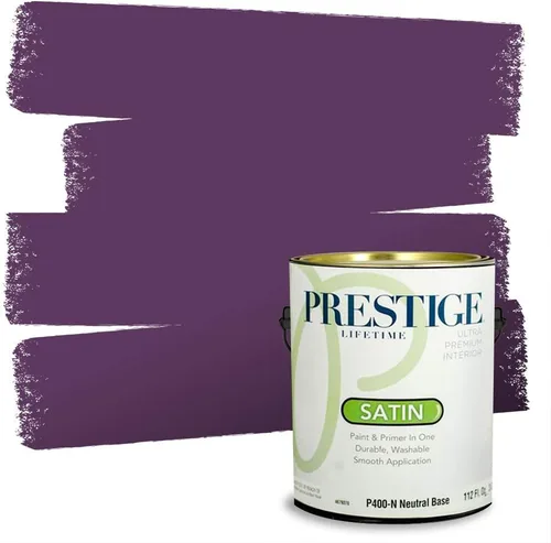 Miniatura 130 de PRESTIGE Pinturas de pintura interior e imprimación en uno, 1 galón, plano, combinación comparable de Sherwin Williams* Kimono Violet*