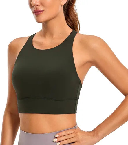 CRZ YOGA Butterluxe - Brasier deportivo de cuello alto con tirantes delgados para mujer, con relleno, espalda cruzada, para entrenamiento, deportes,