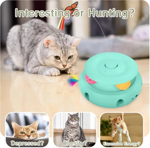 Miniatura 2 de Juguetes para gatos, juguetes interactivos 3 en 1 para gatos de interior, juguete interactivo automático recargable con mariposa aleteante, sensor