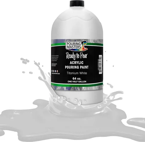 Pouring Masters Pintura Acrílica Titanio Blanco Listo para Verter - Pintura Premium Pre-Mezclada a Base de Agua de 1.89 kg (64 onzas) - para Lienzo,