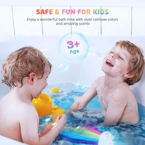 Miniatura 4 de Set de regalo de bombas de baño de nubes arcoíris Elfinbay, bombas de baño a granel para niñas pequeñas envueltas individualmente, bombas de baño