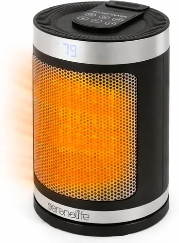SereneLife Calentador de espacio inteligente: calentador eléctrico para interiores de 1500 W con termostato, control remoto, temporizador de 12 WiFi