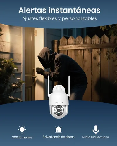 Miniatura 7 de ARCCTV Cámaras de seguridad 2K para exteriores, visión panorámica de 360°, cámara de seguridad WiFi 2.4G/5G con seguimiento de movimiento, foco