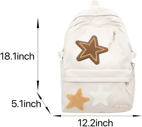 Miniatura 4 de Y2k - Mochila con colgante kawaii con diseño de estrellas estéticas, bonita bolsa para computadora portátil de preppy, suministros de regreso a