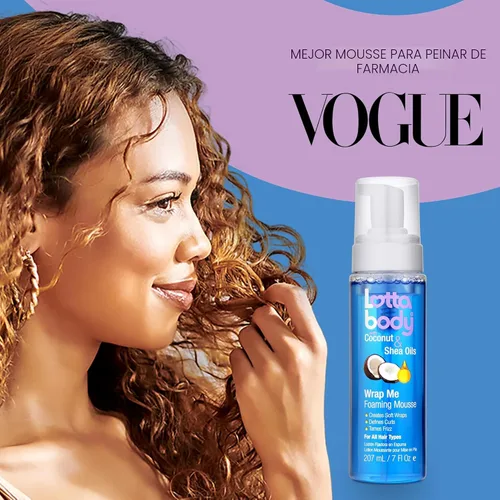 Miniatura 6 de Lottabody Mousse en espuma con aceite de coco y manteca de karité Wrap Me, crea envoltorios suaves, mousse para cabello rizado, define rizos