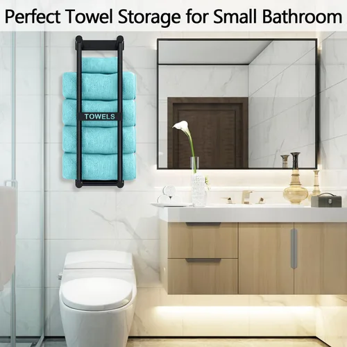 Miniatura 2 de STWWO Toallero para Baño Montado en Pared, Toallero de Pared de 22 Pulgadas para Toallas Enrolladas, Almacenamiento de Toallas para Baño Pequeño