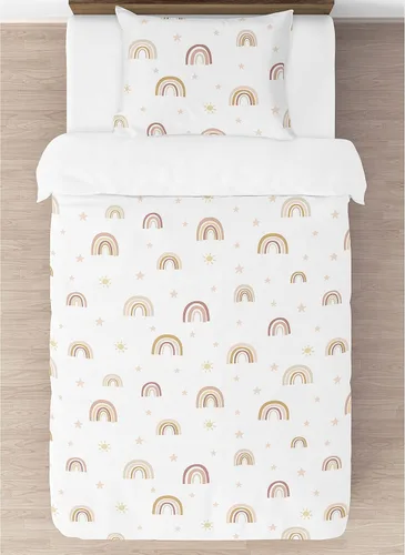 Miniatura 3 de Sweet Jojo Designs Juego de edredón individual de 2 piezas (arcoíris bohemio rosa) para niñas, niños, ropa de cama para niños, ropa de cama en una