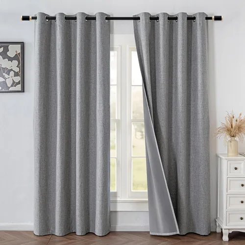 Miniatura 26 de Cortinas 100% opacas para sala de estar, juego de 2 paneles de 96 pulgadas, bloqueo de luz, pestaña trasera y bolsillo para barra, cortinas