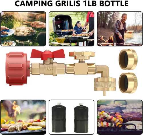 Miniatura 8 de MEFUN Adaptador de codo de repuesto de propano de 1 lb a 20 libras, adaptador de codo de repuesto de propano QCC1 con medidor y válvula de control