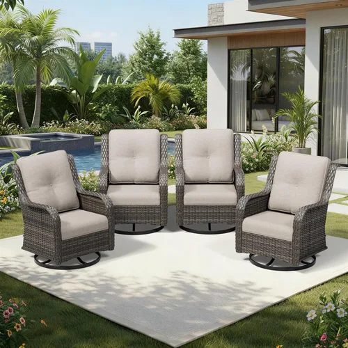 Miniatura 84 de Joyside Juego de sillas de mimbre para patio, juego de 3 piezas de mimbre para exteriores con 2 sillas reposabrazos y 1 mesa auxiliar para terraza