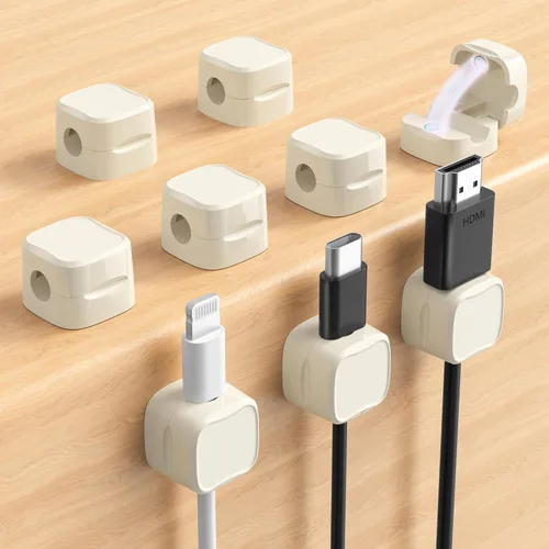 Miniatura 13 de Clips de cable magnéticos, soporte de cable ajustable, organizador adhesivo de alambre para hogar, oficina, escritorio, teléfono, PC, automóvil