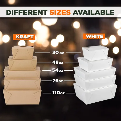 Miniatura 7 de Fit Meal Prep Paquete de 30 recipientes de papel de 76 onzas para llevar de 8.6 x 6.3 x 2.5 pulgadas, cajas blancas de comida para almuerzo #3
