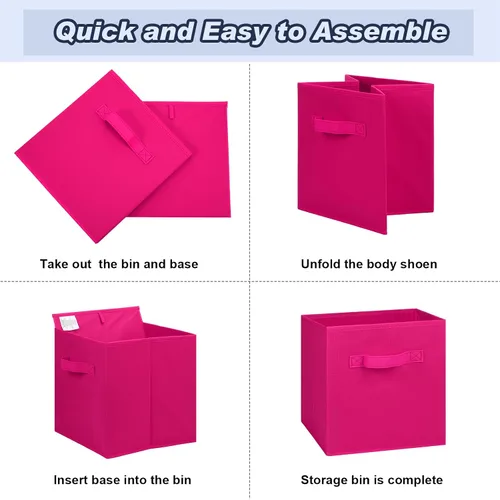 Miniatura 5 de Hillban 48 cubos de almacenamiento plegables de 11 pulgadas, cubos de tela a granel con doble asa, cubo organizador para armario, juguetes, aula