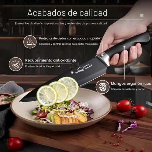 Miniatura 4 de Juego de Cuchillos, Amorston 21 Piezas Juego de Cuchillos de Cocina con Bloque y Afilador, Juego de Cuchillos Ultra Afilados con Mangos Ergonómicos