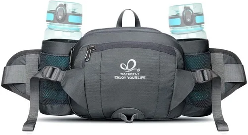 Miniatura 11 de Waterfly - Riñonera Fanny Pack: Bolso Fanny con 2 soportes para botellas de agua, cinturón lumbar, para senderismo, caminatas, correr, trotar