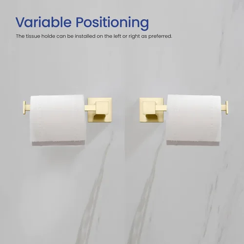 Miniatura 6 de KIBI Cube - Juego de accesorios de baño de 5 piezas, kit de accesorios de baño para montar en la pared, latón premium, incluye toallero, anillo