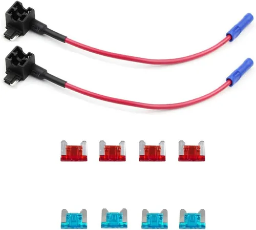 Miniatura 10 de Paquete de 2 adaptadores de fusible para agregar un circuito para mini-cuchilla + 8 fusibles mini (5A, 7.5A, 10A, 15A)