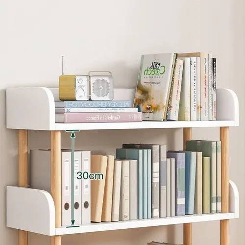 Miniatura 3 de Estantería de 4 niveles, estantería estándar para el hogar, moderna estantería de madera con estantes rectangulares para dormitorio, oficina, Blanco