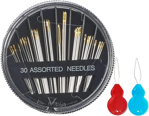 Eketirry Agujas de coser a mano de alta calidad, 30 agujas surtidas para reparación de costura, 6 tamaños diferentes de agujas de coser con 2