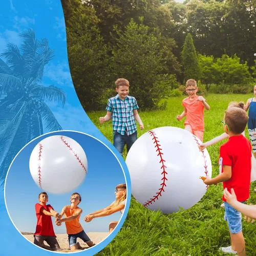 Miniatura 2 de Meooeck 4 piezas inflables de béisbol de 27 pulgadas, decoraciones grandes para fiestas de béisbol, bolas inflables gigantes