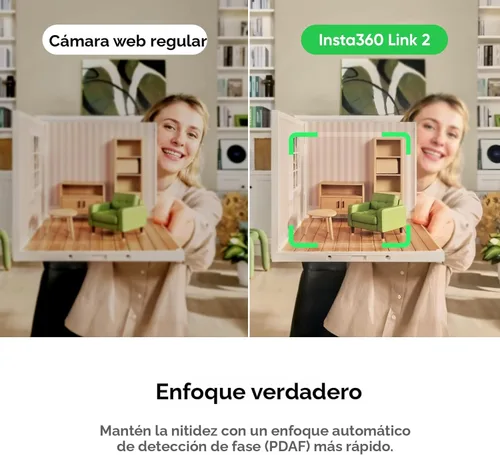 Miniatura 6 de Insta360 Link 2 - Cámara web PTZ 4K para PC/Mac, sensor de 1/2 pulgada, seguimiento AI, HDR, micrófono con cancelación de ruido AI, control
