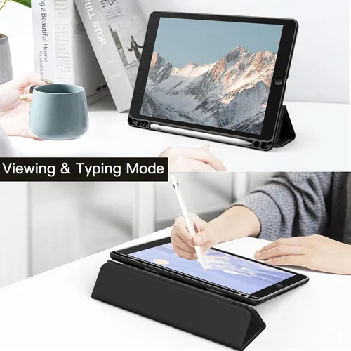 Miniatura 7 de JETech Funda para iPad de 9.7 pulgadas (6ª/5ª generación, 2018/2017) con soporte para lápices, carcasa trasera transparente transparente y delgada