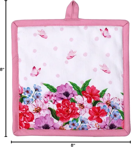 Miniatura 7 de AMOUR INFINI Juego de 2 soportes para ollas de algodón resistentes al calor, antideslizantes de 8 x 8 pulgadas, almohadillas calientes para cocina