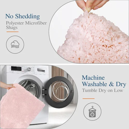 Miniatura 4 de Walensee Alfombra de baño antideslizante (16 x 24 pulgadas, color rubor) absorbente de agua, microfibra suave, lavable a máquina, alfombra de baño