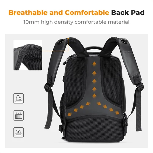 Miniatura 4 de K&F CONCEPT Mochila para cámara, bolsa de cámara de gran capacidad de 25 litros para fotógrafos con cubierta impermeable y compartimento para laptop