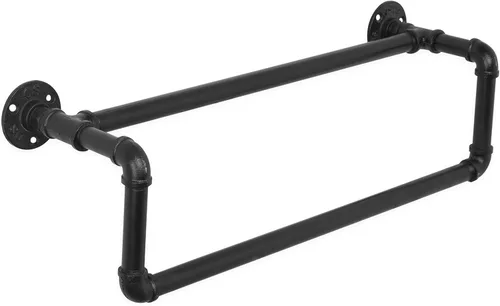 Miniatura 2 de MyGift Toallero doble para baño, toallero de baño montado en la pared, soporte para toallas de mano, decoración rústica de baño de granja, tubo