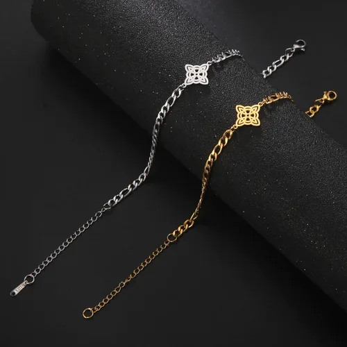Miniatura 18 de Pulsera de nudo de bruja, nudo celta, símbolo de Wicca pagana, nudo mágico, pulsera de joyería de brujería, pulsera de acero inoxidable ajustable