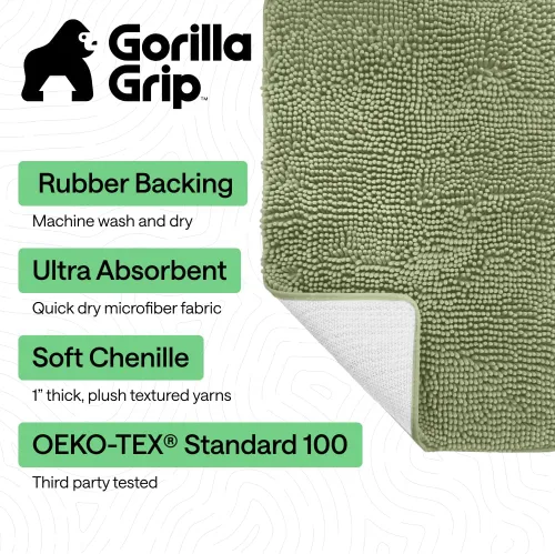 Miniatura 463 de Gorilla Grip - Tapete de baño de felpilla gruesa, suave y absorbente, secado rápido, de microfibra, con reverso de caucho, para piso de ducha, Nube