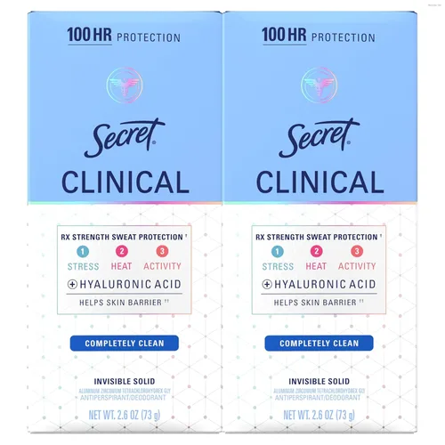 Secret Clinical Strength Desodorante antitranspirante para mujeres, 3X Protección contra el estrés, 72 horas de protección contra el sudor y el