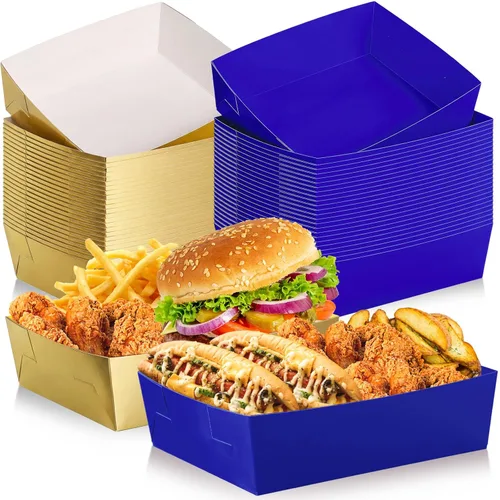 Miniatura 12 de Uiifan 50 bandejas de papel extra grandes de 5 libras desechables para alimentos, barco, nachos, bandejas para servir aperitivos, resistentes a