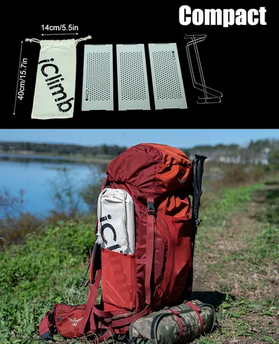 Miniatura 4 de iClimb Mini Mesa Plegable Individual Ultraligera Compacta para Mochilero Camping Senderismo Playa Picnic (Gunmetal, L)