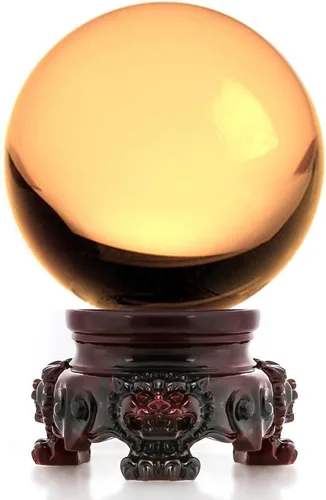 Miniatura 6 de Amlong Crystal bola de cristal de 3 pulgadas (80 milímetros) con base de secoya con diseño de león Morado