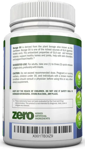 Miniatura 3 de NutriONN Aceite de borraja - 1000 mg - 180 cápsulas blandas - Aceite de semilla de borraja prensado en frío - Sin hexano y PA - Ideal para piel
