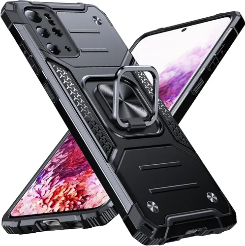 Miniatura 58 de Anqrp Funda para Galaxy S22 Ultra, Funda Protectora de Teléfono de Grado Militar con Soporte Plegable de Anillo de Metal Giratorio