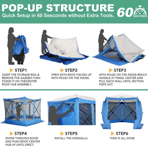 Miniatura 3 de COBIZI Tienda de campaña de 10 x 10 pies para camping, toldo de camping desplegable con paredes laterales, tienda de campaña portátil